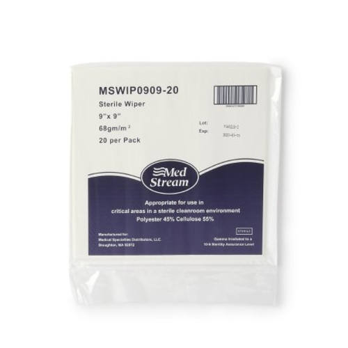 Cleanroom Wipe McKesson ISO Class 5 White Sterile Polyester / Cellulose 9 X 9 Inch Disposable MSWIP0909-20