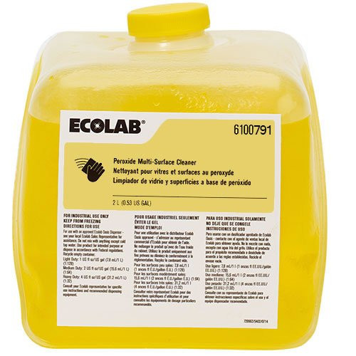 Ecolab Peroxide Multi-Surface Surface Disinfectant Cleaner Peroxide Based Manual Pour Liquid 2 Liter Jug Scented NonSterile 6100791 Case/2