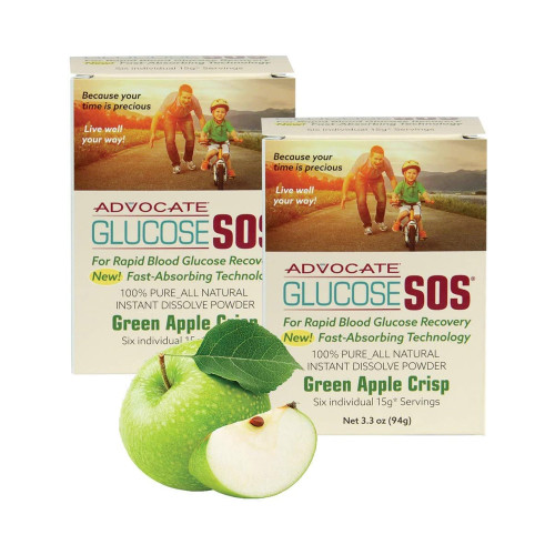 Glucose Supplement Glucose SOS 6 per Box Powder Green Apple Flavor GL-SOS-GA Case/72