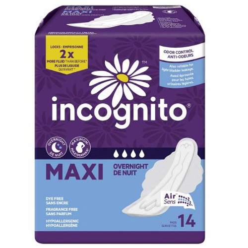 Feminine Pad Incognito Maxi with Wings / Overnight Heavy Absorbency 10003894