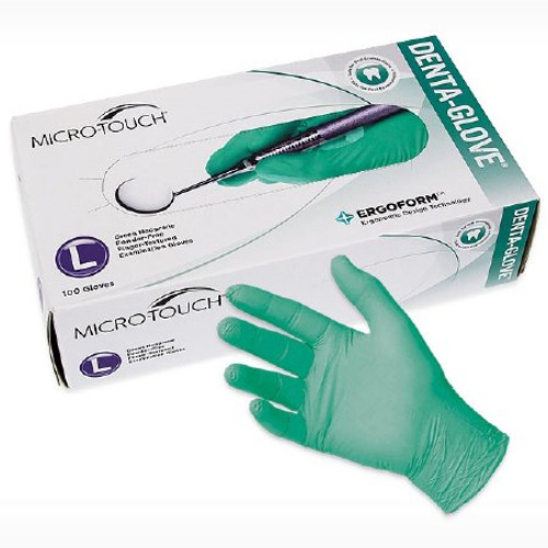 Exam Glove Micro-Touch DENTA-GLOVE Large NonSterile Polychloroprene Standard Cuff Length Textured Fingertips Green Not Chemo Approved 31300600L