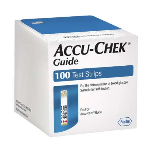 Guide Blood Glucose Test Strips Accu-Chek 100 Strips per Box Tiny 0.6 microliter drop For Accu-Check Blood Glucose Meters 07453744001