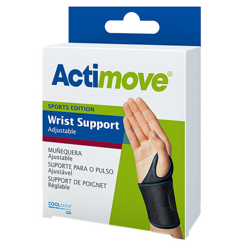 Wrist Support Actimove Sports Edition Low Profile / Wraparound COOLMAX AIR Left or Right Hand Black One Size Fits Most 7562610 Each/1
