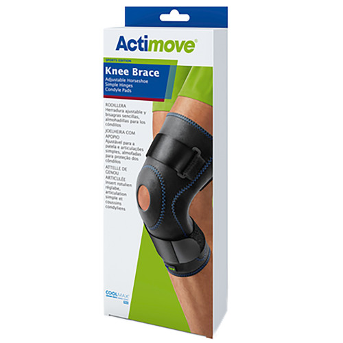 Knee Brace Actimove Sports Edition Large Pull-On / D-Ring / Hook and Loop Strap Closure 18 to 20 Inch Thigh Circumference Left or Right Knee 7568753 Each/1