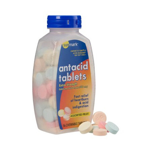 Antacid sunmark 750 mg Strength Chewable Tablet 96 per Bottle 70677006501 Bottle/1