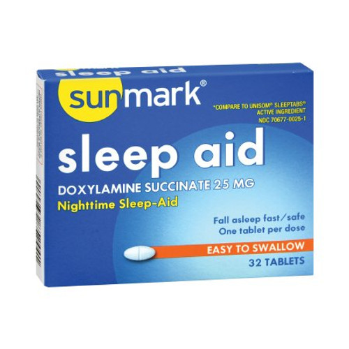 Sleep Aid sunmark 32 per Box Tablet 25 mg Strength 70677006801 Box/1