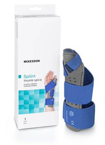 Thumb Splint McKesson Adult Small / Medium Hook and Loop Strap Closure Right Hand Blue / Gray 155-79-87113 Each/1