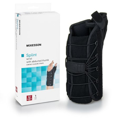 Wrist Brace with Thumb Spica McKesson Left Hand Black One Size Fits Most 155-81-87490 Each/1