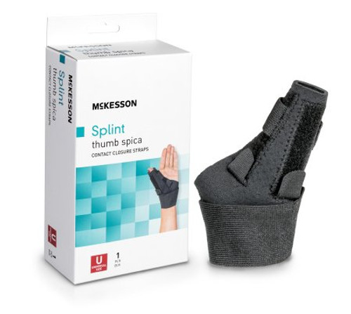 Thumb Splint McKesson Adult One Size Fits Most Hook and Loop Closure Left or Right Hand Black 155-BH82710 Each/1
