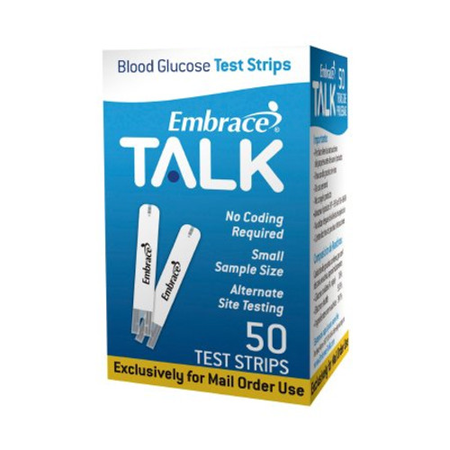 Blood Glucose Strips Embrace 50 Strips No Code Required For use With Embrace Talk APX03AB0303MO Box/1