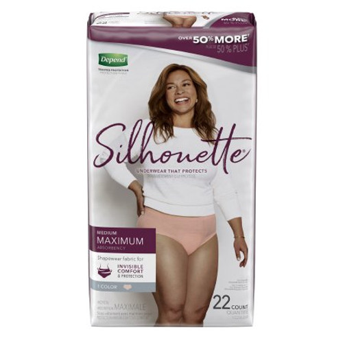 Female Adult Absorbent Underwear Depend Silhouette Pull On with Tear Away Seams Medium Disposable Heavy Absorbency 51450