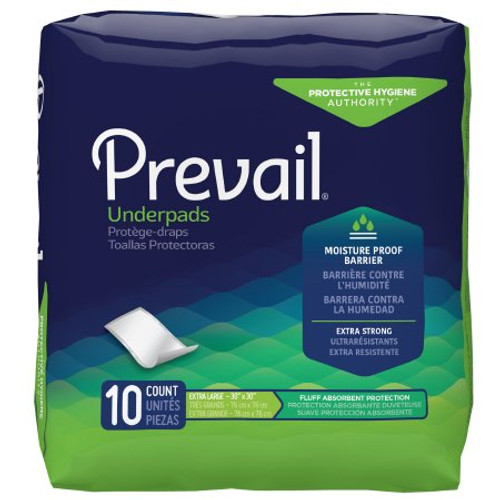 Underpad Prevail 30 X 30 Inch Disposable Fluff Light Absorbency PV-120
