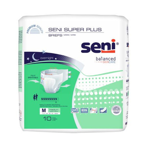 Unisex Adult Incontinence Brief Seni Super Plus Medium Disposable Heavy Absorbency S-ME10-BP1