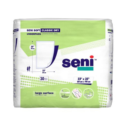 Underpad Seni Soft Classic Dry 23 X 35 Inch Disposable Cellulose Pulp / Superabsorbent Polymer Light Absorbency S-0330-UC1