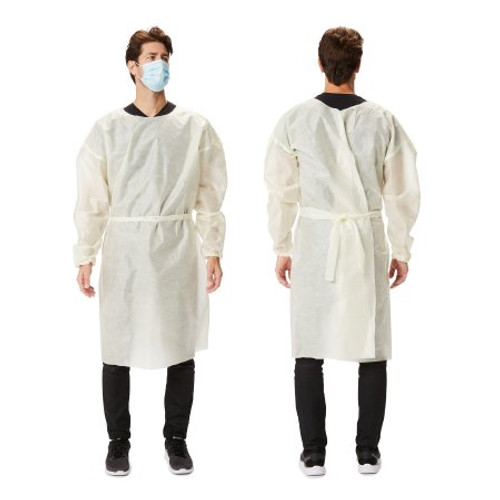 Over-the-Head Protective Procedure Gown X-Large Yellow NonSterile AAMI Level 2 Disposable 55-XL