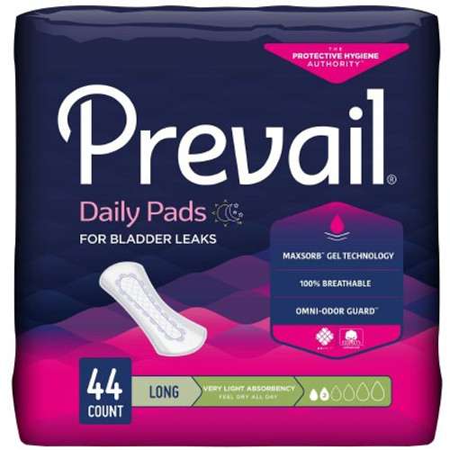 Bladder Control Pad Prevail 8.35 Inch Length Light Absorbency One Size Fits Most Adult Female Disposable PV-944/2