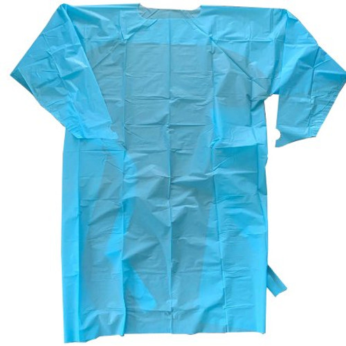 Over-the-Head Protective Procedure Gown One Size Fits Most Blue NonSterile AAMI Level 2 Disposable 68-6201-B