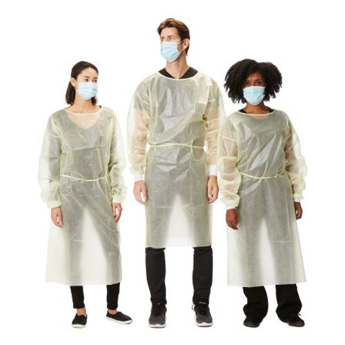 Protective Procedure Gown One Size Fits Most Yellow NonSterile Disposable 610122