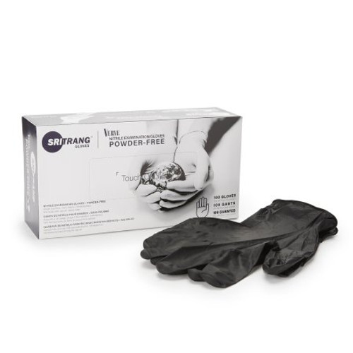 Exam Glove Touch of Life X-Large NonSterile Nitrile Textured Fingertips Black Chemo Tested 7027146