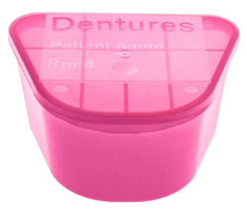 McKesson Denture Cup 8 oz. Pink Hinged Lid Disposable 51-H980-91