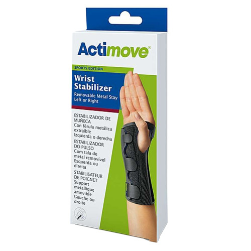 Wrist Brace Actimove Stabilizer Low Profile Aluminum Alloy / Elastane / Polyamid / Polyester / Polyurethan / Polyvinylchloride Left or Right Hand Black Large 7572933 Each/1