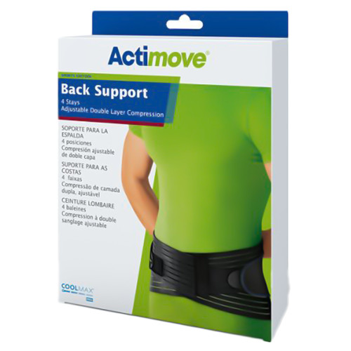 Back Support Belt with Stays Actimove Sports Edition Medium Hook and Loop Closure 33 to 37 Inch Waist Circumference Adult 7554121 Each/1