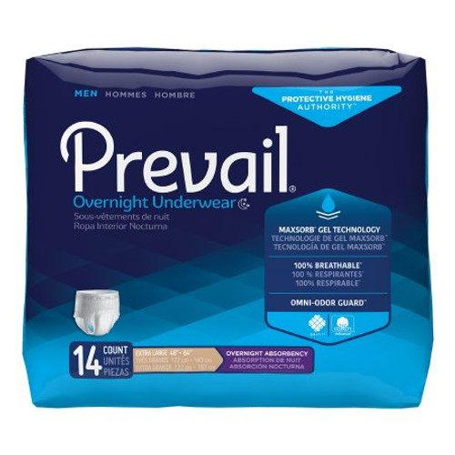 Male Adult Absorbent Underwear Prevail Men s Overnight Pull On with Tear Away Seams X-Large Disposable Heavy Absorbency PMX-514