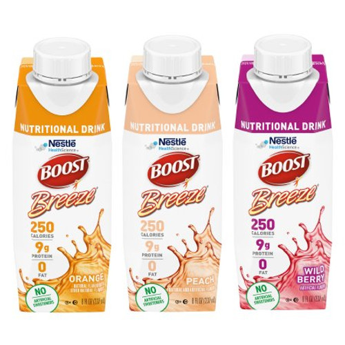 Oral Supplement Boost Breeze Variety Flavor Orange Peach Wild Berry Ready to Use 8 oz. Carton 00043900436456