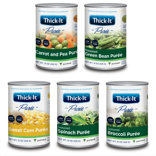 Puree Thick-It 15 oz. Can Carrot and Pea / Sweet Corn / Seasoned Green Bean / Broccoli / Spinach Flavors Ready to Use Puree Consistency H332-GA800 Case/12