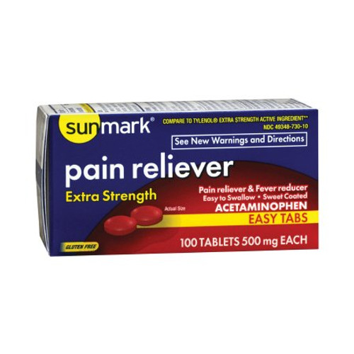 Pain Relief sunmark 500 mg Acetaminophen Tablet 100 per Bottle 70677009302 Bottle/1