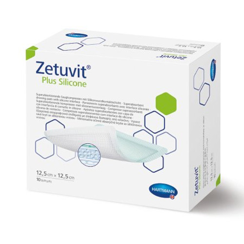 Super Absorbent Dressing Zetuvit Plus Silicone Non-Bordered Silicone / Cellulose / Super Absorbent Polymer 8 X 8 Inch Sterile 413117