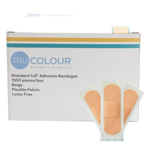 Adhesive Strip Tru-Colour 1 X 3 Inch Fabric Rectangle Beige Sterile TCB-AB1500