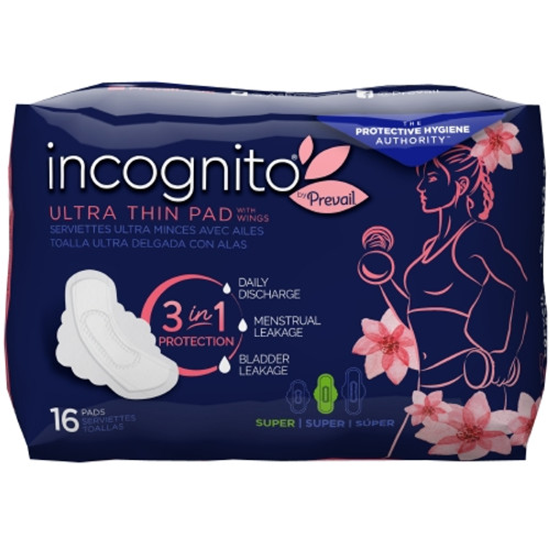 Feminine Pad incognito by Prevail Ultra Thin with Wings Super Absorbency PVH-416