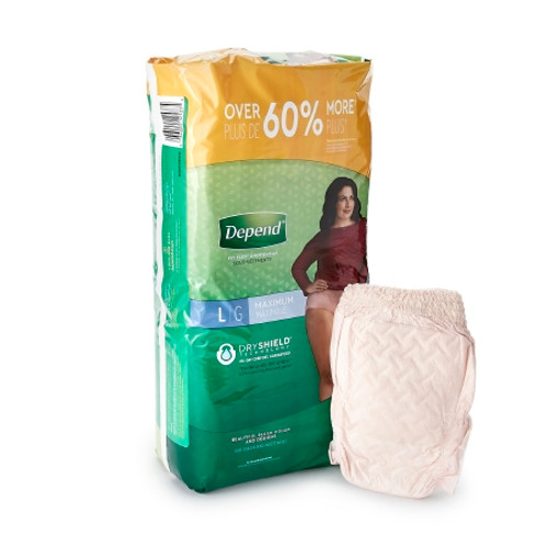 Female Adult Absorbent Underwear Depend FIT-FLEX Pull On with Tear Away Seams Large Disposable Heavy Absorbency 53743