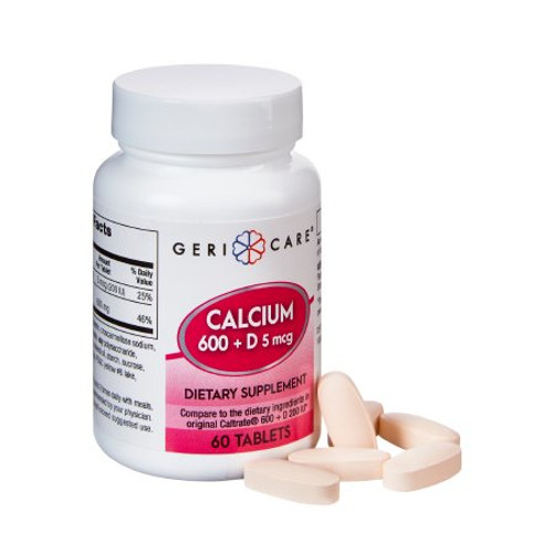 Joint Health Supplement Geri-Care Vitamin D3 / Calcium Carbonate 200 IU - 600 mg Strength Tablet 60 per Bottle 747-06-GCP