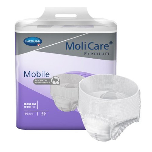 Unisex Adult Absorbent Underwear MoliCare Premium Mobile 8D Pull On with Tear Away Seams Small Disposable Heavy Absorbency 915871 Case/56
