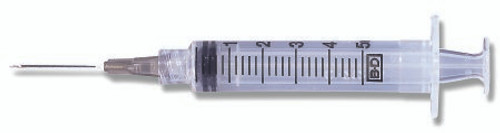 Syringe with Hypodermic Needle PrecisionGlide 5 mL 22 Gauge 1-1/2 Inch Detachable Needle Without Safety 309631