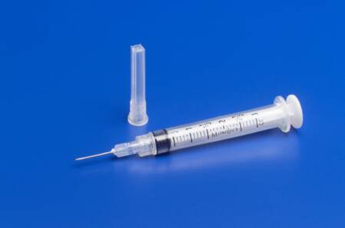 Syringe with Hypodermic Needle Monoject 3 mL 20 Gauge 1-1/2 Inch Detachable Needle Without Safety 8881513058