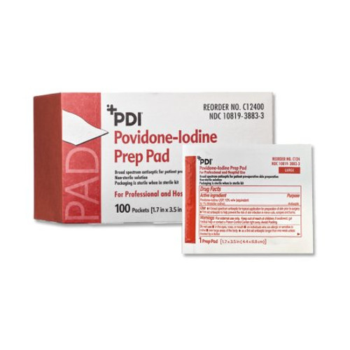 PVP Prep Pad PDI 10% Strength Povidone-Iodine Individual Packet Large NonSterile C12400