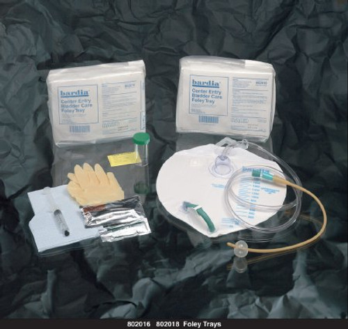 Indwelling Catheter Tray Bardia Foley 18 Fr. 5 cc Balloon Silicone Elastomer Coated Latex 802018