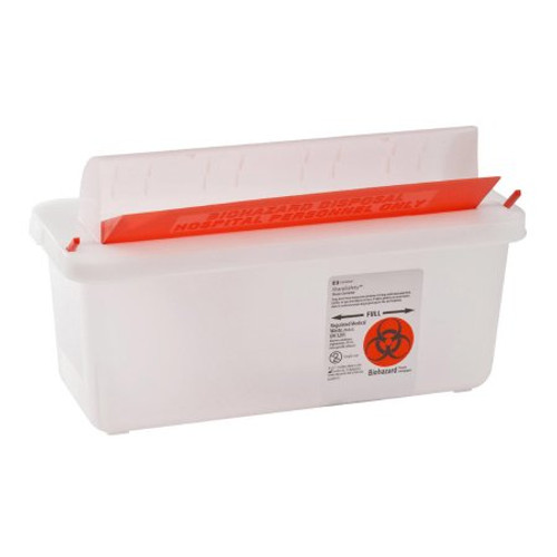 Sharps Container In-Room 11 H X 10-3/4 W X 4-3/4 D Inch 1.25 Gallon Translucent Base / Translucent Lid Horizontal Entry Flap Lid 85121