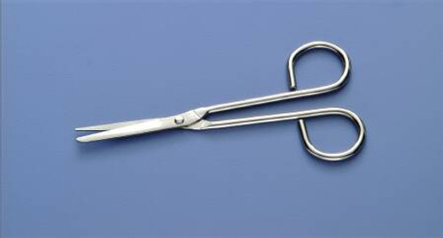 Utility Scissors Busse Nurse 5-1/4 Inch Length Floor Grade Stainless Steel Sterile Finger Ring Handle Angled Sharp Tip / Blunt Tip 7246