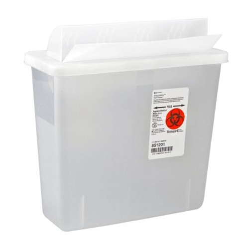 Sharps Container In-Room 11 H X 10-3/4 W X 4-3/4 D Inch 1.25 Gallon Translucent Base / Translucent Lid Horizontal Entry Flap Lid 851201