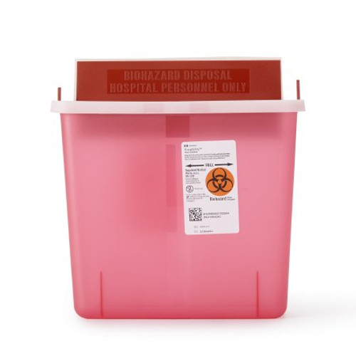 Sharps Container In-Room 11 H X 10-3/4 W X 4-3/4 D Inch 1.25 Gallon Translucent Red Base / Translucent Lid Horizontal Entry Flap Lid 85131