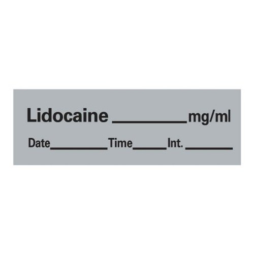 Drug Label Timemed Anesthesia Label Tape Lidocaine mg/mL Date Time Int Gray 1/2 X 1-1/2 Inch AN-11 Roll/1