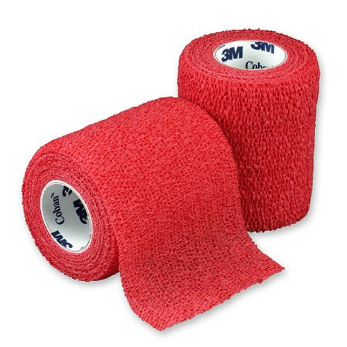 Cohesive Bandage 3M Coban 3 Inch X 5 Yard Standard Compression Self-adherent Closure Red NonSterile 1583R