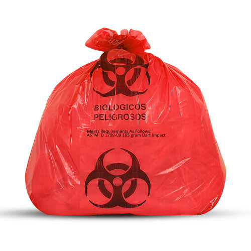 Biohazard Waste Bag Medegen Medical Products 7 to 10 gal. Red Bag Polyethylene 23 X 23 Inch 116 Case/500