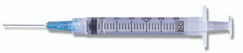 Syringe with Hypodermic Needle PrecisionGlide 3 mL 22 Gauge 3/4 Inch Detachable Needle Without Safety 309569