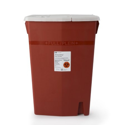 Sharps Container SharpSafety 26 H X 18-1/4 W X 12-3/4 D Inch 18 Gallon Red Base / White Lid Horizontal Entry Hinged Lid 8991