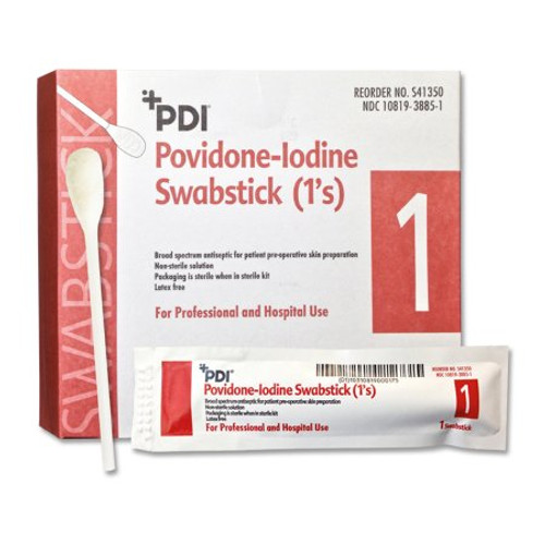 Impregnated Swabstick PDI 10% Strength Povidone-Iodine Individual Packet NonSterile S41350